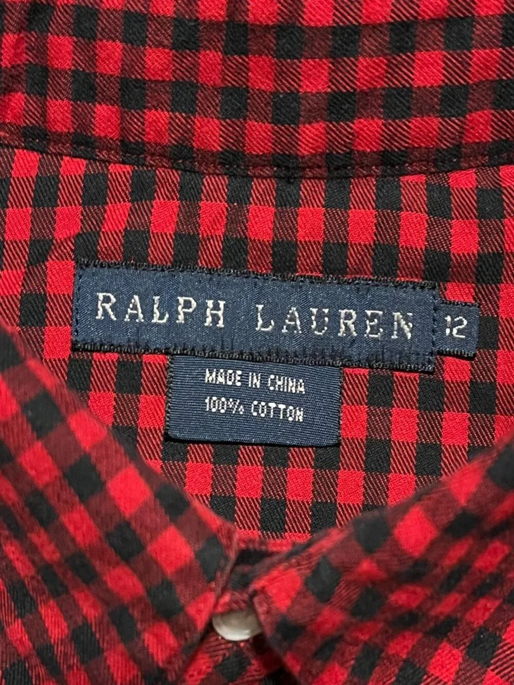 Ralph Lauren Plaid Western Shirt Girls 12 Pearl Snap Diamond Button Western Prep